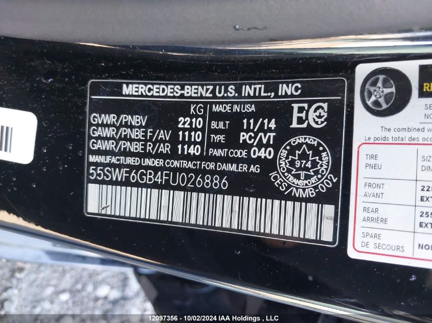 55SWF6GB4FU026886 2015 Mercedes-Benz C-Class