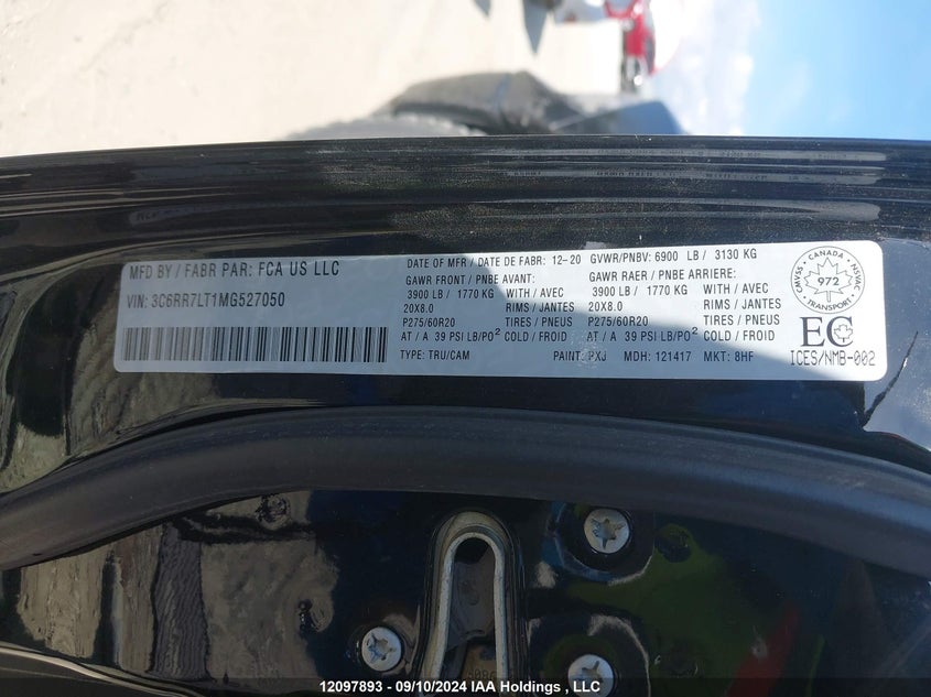 2021 Ram 1500 Classic Slt VIN: 3C6RR7LT1MG527050 Lot: 12097893