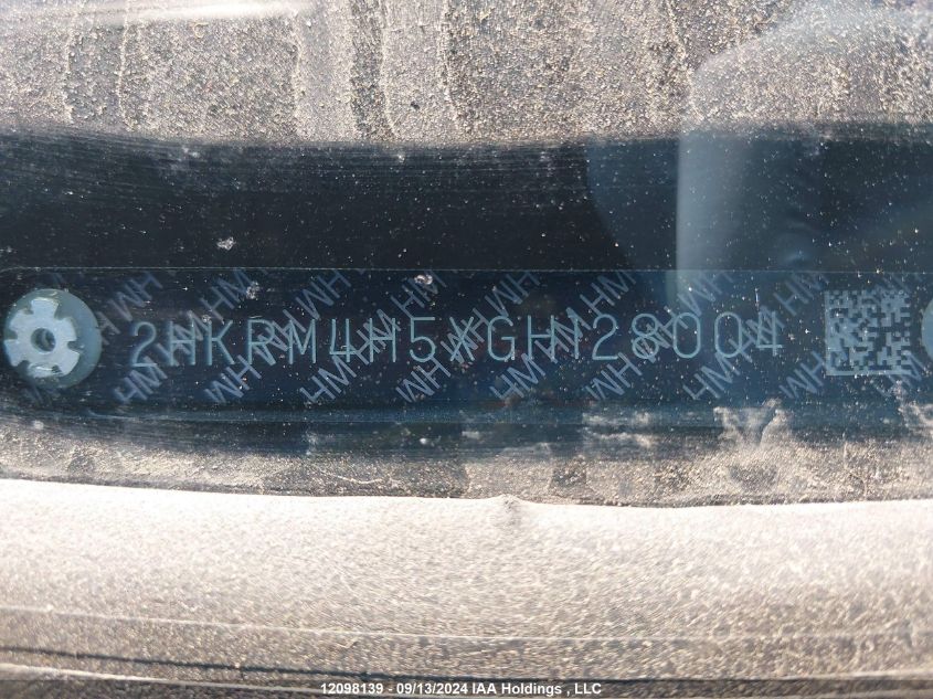 2016 Honda Cr-V VIN: 2HKRM4H5XGH128004 Lot: 12098139