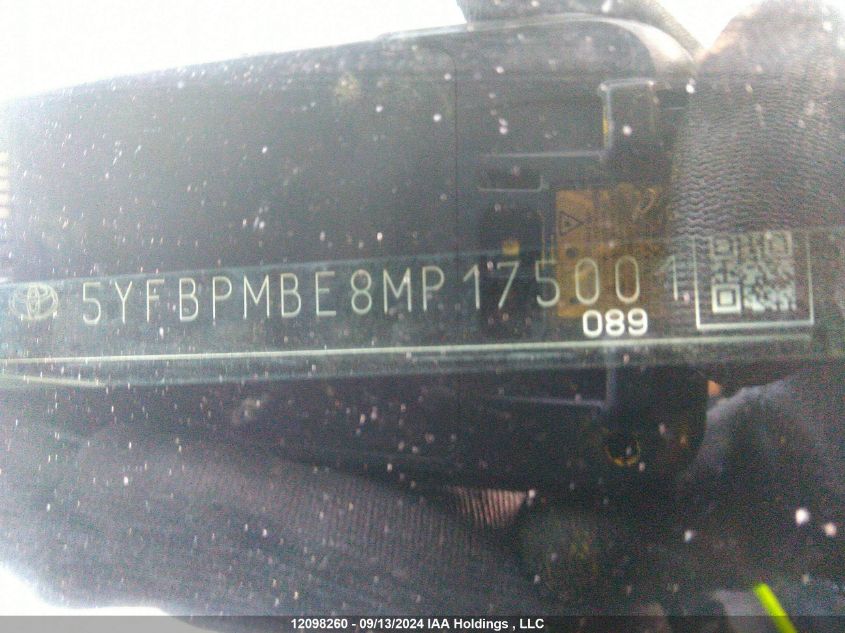 5YFBPMBE8MP175001 2021 Toyota Corolla Le