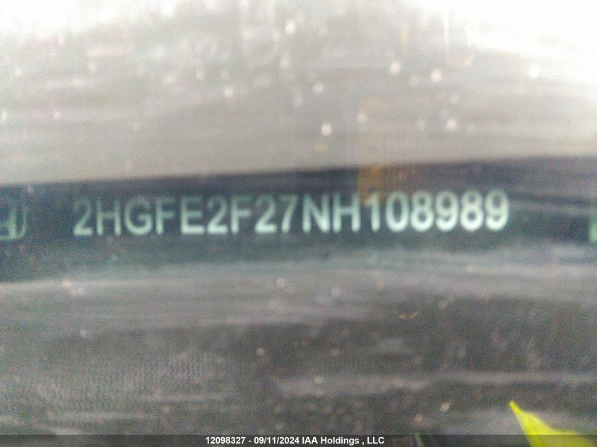 2HGFE2F27NH108989 2022 Honda Civic Sedan