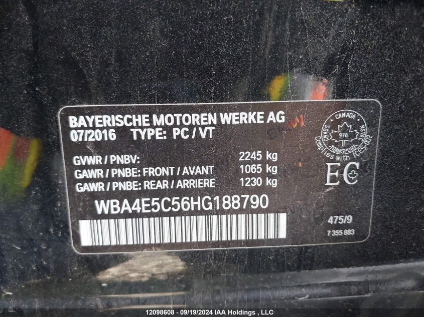 WBA4E5C56HG188790 2017 BMW 4 Series 440I xDrive Hybrid