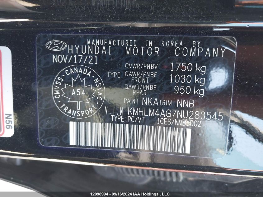 2022 Hyundai Elantra Sel VIN: KMHLM4AG7NU283545 Lot: 12098994