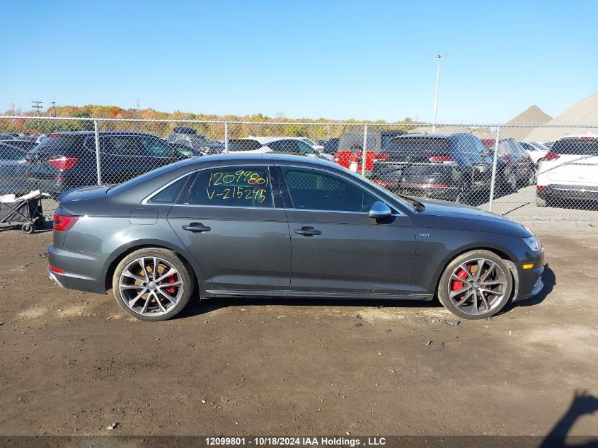 2018 Audi S4 Sedan VIN: WAUB4AF4XJA215245 Lot: 12099801