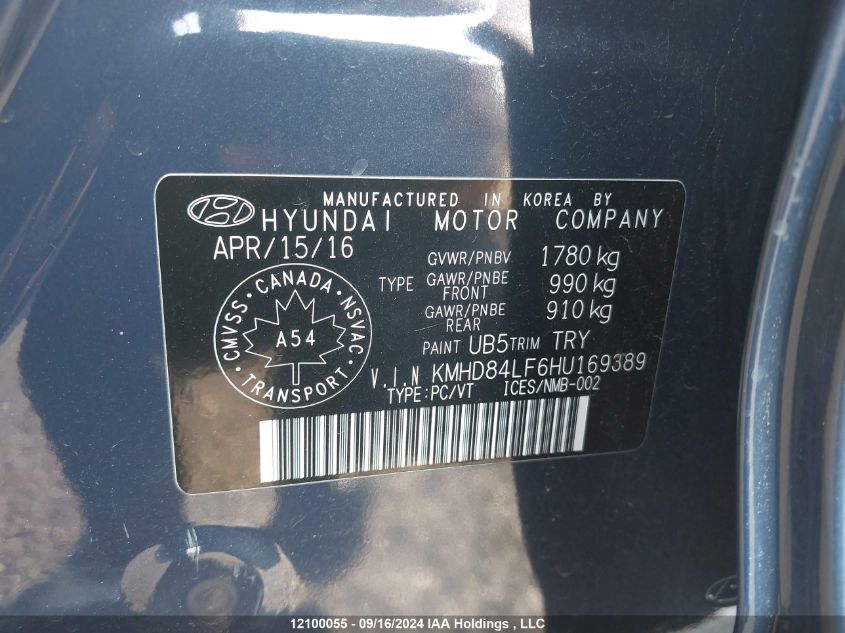 KMHD84LF6HU169389 2017 Hyundai Elantra Se/Value/Limited