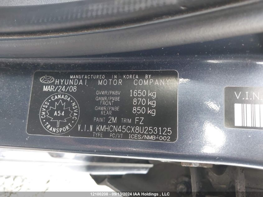 KMHCN45CX8U253125 2008 Hyundai Accent