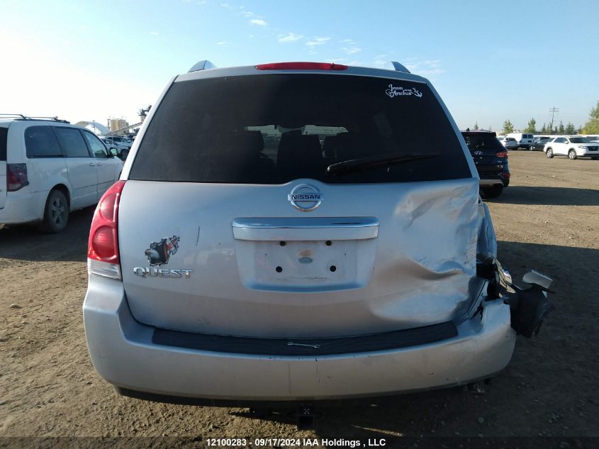 2007 Nissan Quest 3.5 Sl VIN: 5N1BV28UX7N126484 Lot: 12100283