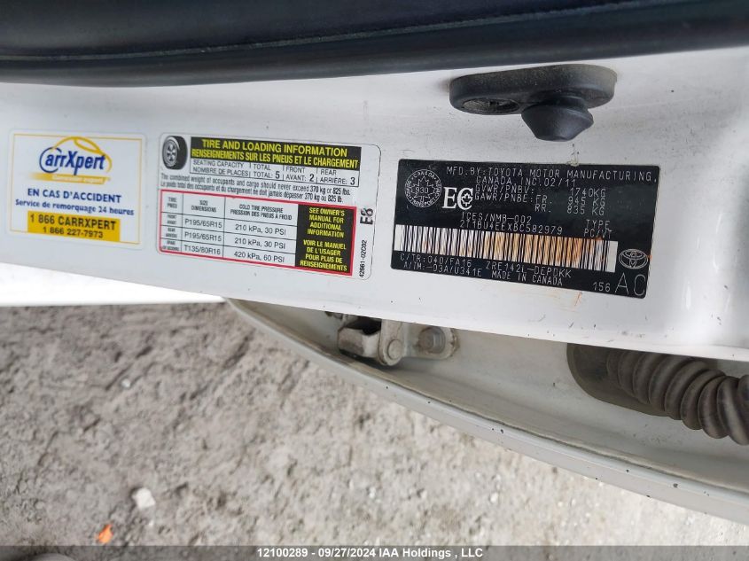 2011 Toyota Corolla S/Le VIN: 2T1BU4EEXBC582979 Lot: 12100289