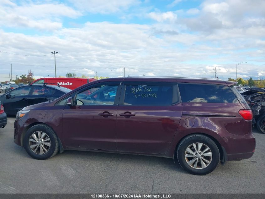 2016 Kia Sedona Lx VIN: KNDMB5C12G6231082 Lot: 12100336