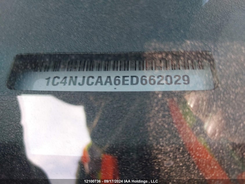 2014 Jeep Compass Sport VIN: 1C4NJCAA6ED662029 Lot: 12100736