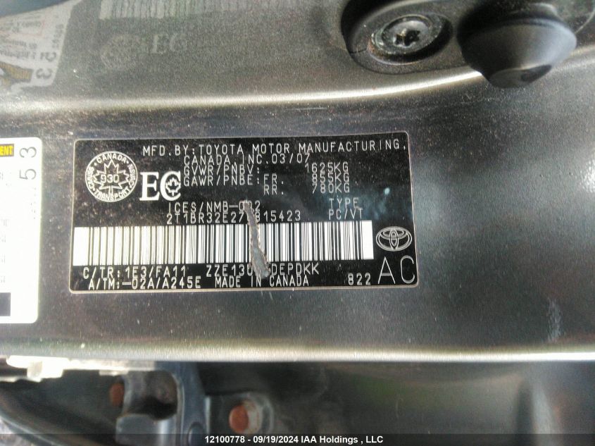 2T1BR32E27C815423 2007 Toyota Corolla Ce/Le/S