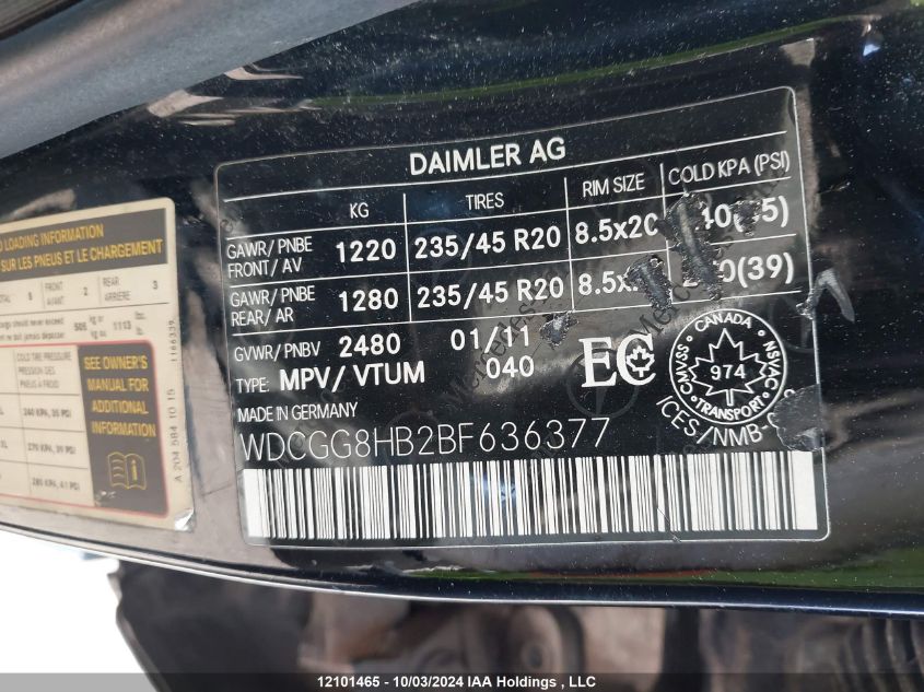 WDCGG8HB2BF636377 2011 Mercedes-Benz Glk-Class