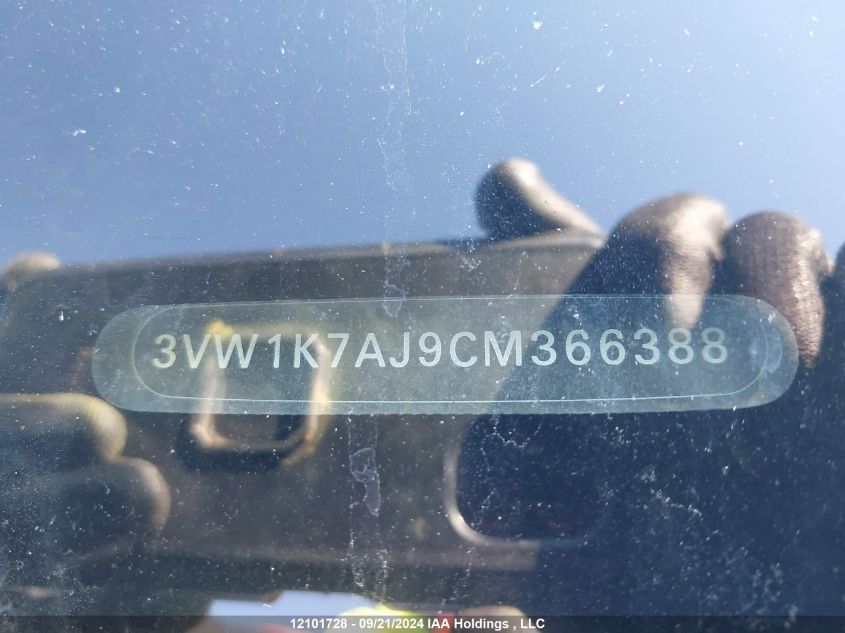 2012 Volkswagen Jetta Sedan VIN: 3VW1K7AJ9CM366388 Lot: 12101728