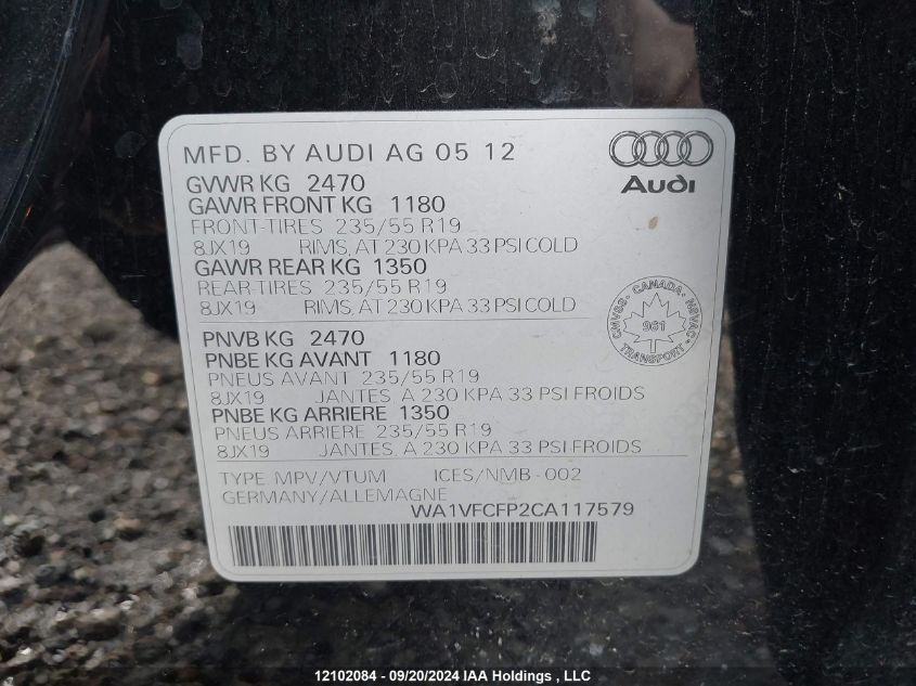 WA1VFCFP2CA117579 2012 Audi Q5