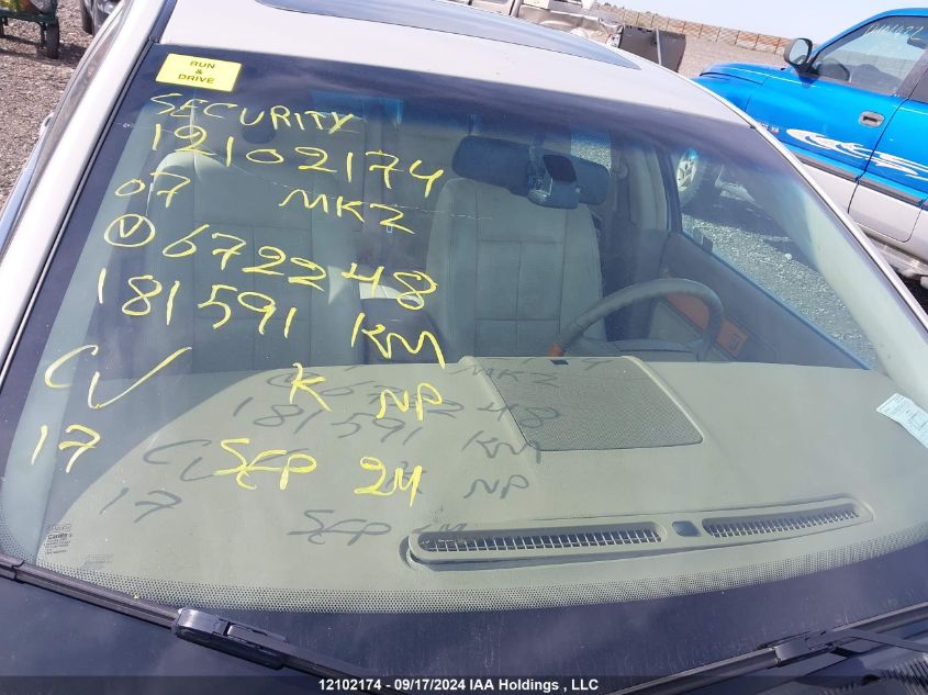 2007 Lincoln Mkz VIN: 3LNHM28T87R672248 Lot: 12102174