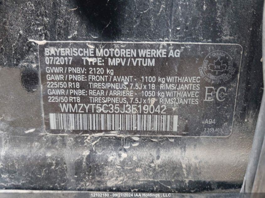 2018 Mini Country Man VIN: WMZYT5C35J3E19042 Lot: 12102180