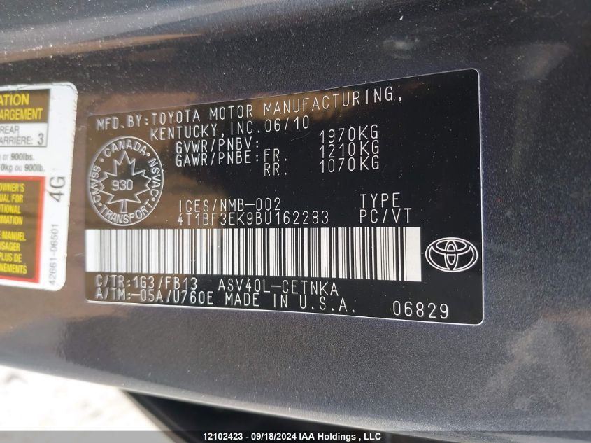 4T1BF3EK9BU162283 2011 Toyota Camry