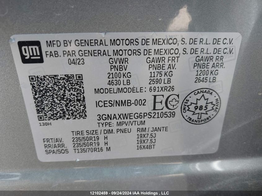 3GNAXWEG6PS210539 2023 Chevrolet Equinox