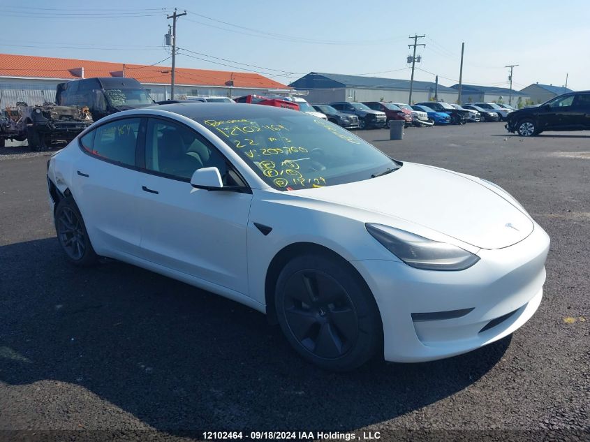 5YJ3E1EA5NF200760 2022 TESLA MODEL 3 - Image 1