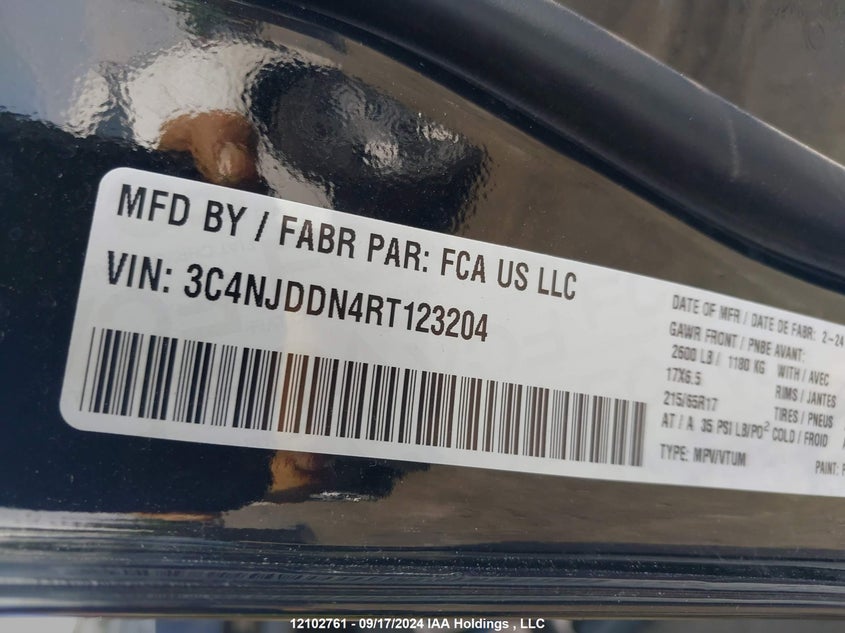 2024 Jeep Compass Trailhawk VIN: 3C4NJDDN4RT123204 Lot: 12102761