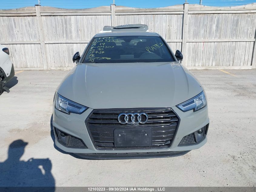 2019 Audi A4 Sedan VIN: WAUFNAF46KA009307 Lot: 12103223