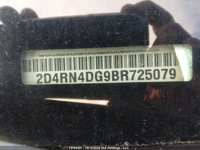 2011 Dodge Grand Caravan Express VIN: 2D4RN4DG9BR725079 Lot: 12103421