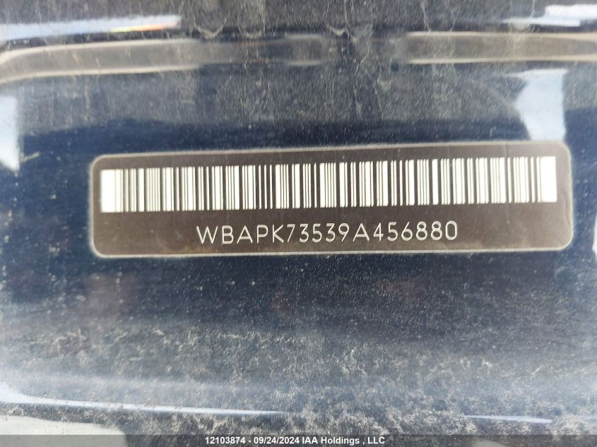 2009 BMW 3 Series VIN: WBAPK73539A456880 Lot: 12103874