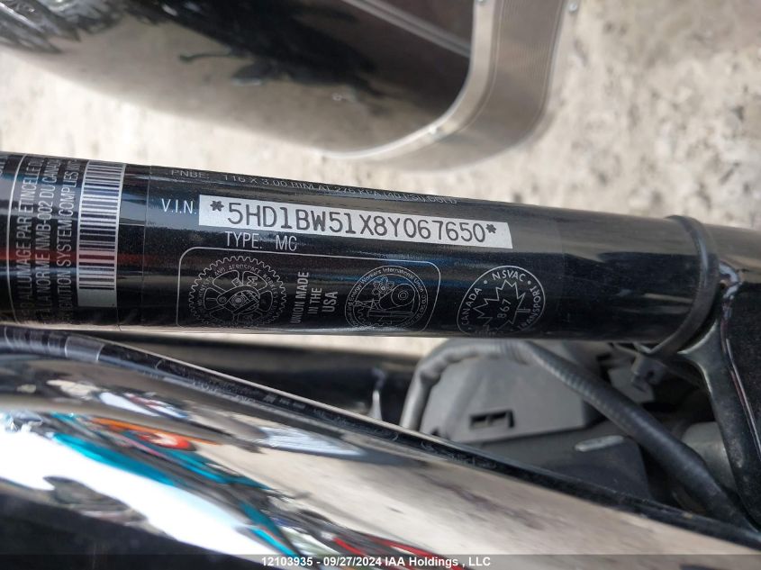 2008 Harley-Davidson Flstc VIN: 5HD1BW51X8Y067650 Lot: 12103935