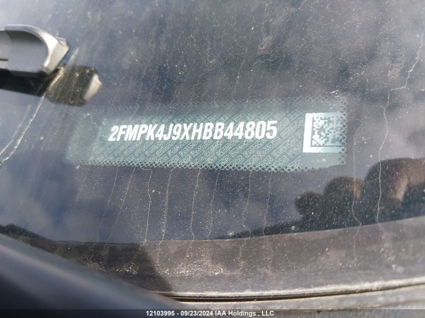 2017 Ford Edge Sel VIN: 2FMPK4J9XHBB44805 Lot: 12103995