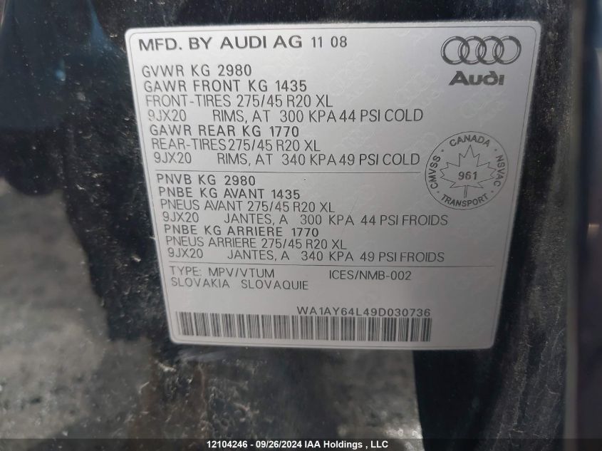 WA1AY64L49D030736 2009 Audi Q7