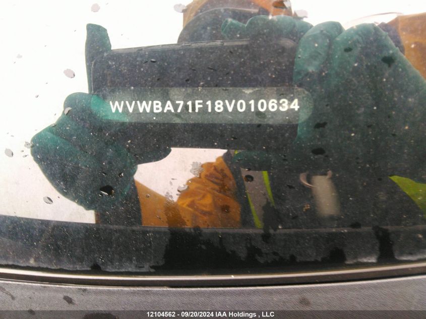 2008 Volkswagen Eos VIN: WVWBA71F18V010634 Lot: 12104562