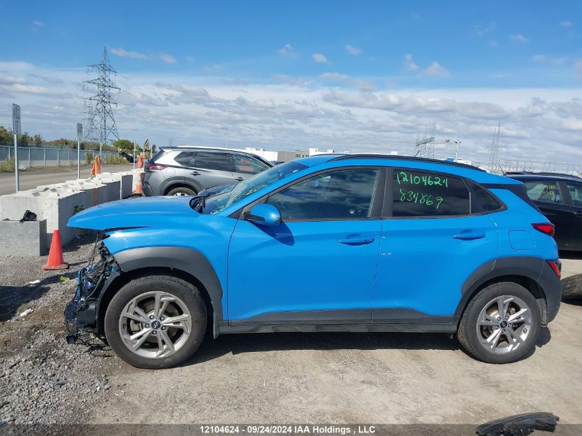 2022 Hyundai Kona VIN: KM8K2CAB6NU834869 Lot: 12104624