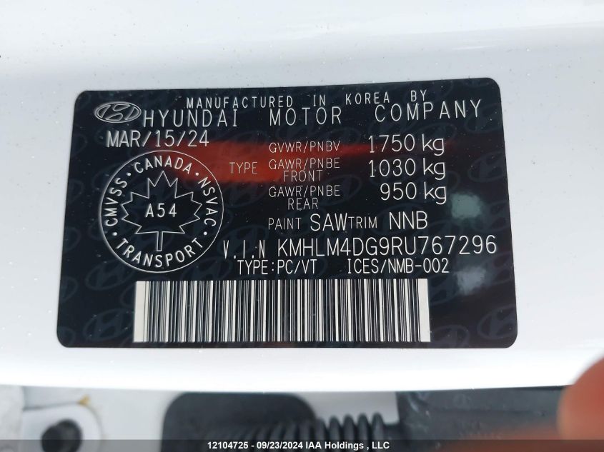 KMHLM4DG9RU767296 2024 Hyundai Elantra Sel