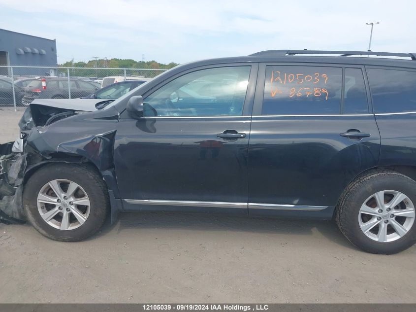 2013 Toyota Highlander Plus/Se VIN: 5TDBK3EH2DS186789 Lot: 12105039