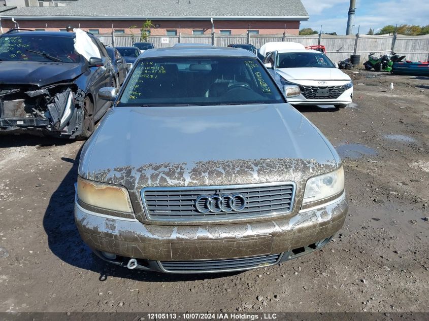 2000 Audi A8 Quattro VIN: WAUFL54D2YN009287 Lot: 12105113