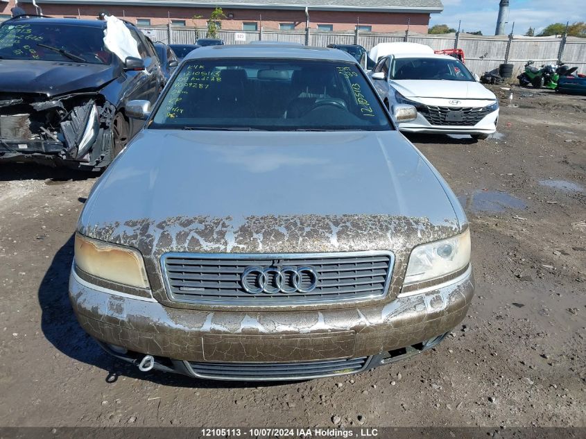 2000 Audi A8 Quattro VIN: WAUFL54D2YN009287 Lot: 12105113