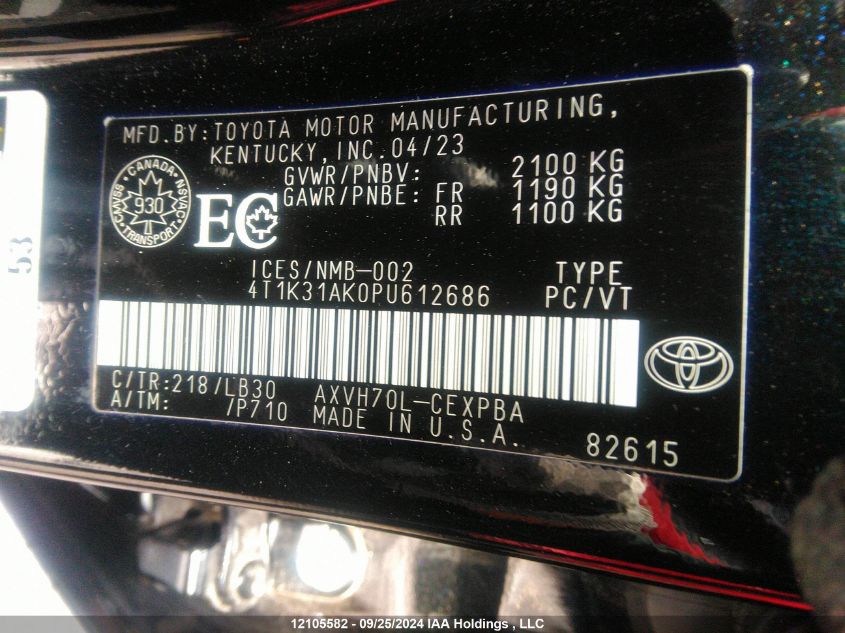 4T1K31AK0PU612686 2023 Toyota Camry Xse