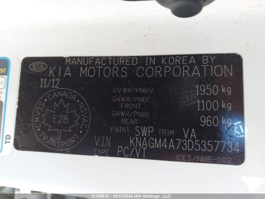 KNAGM4A73D5357734 2013 Kia Optima