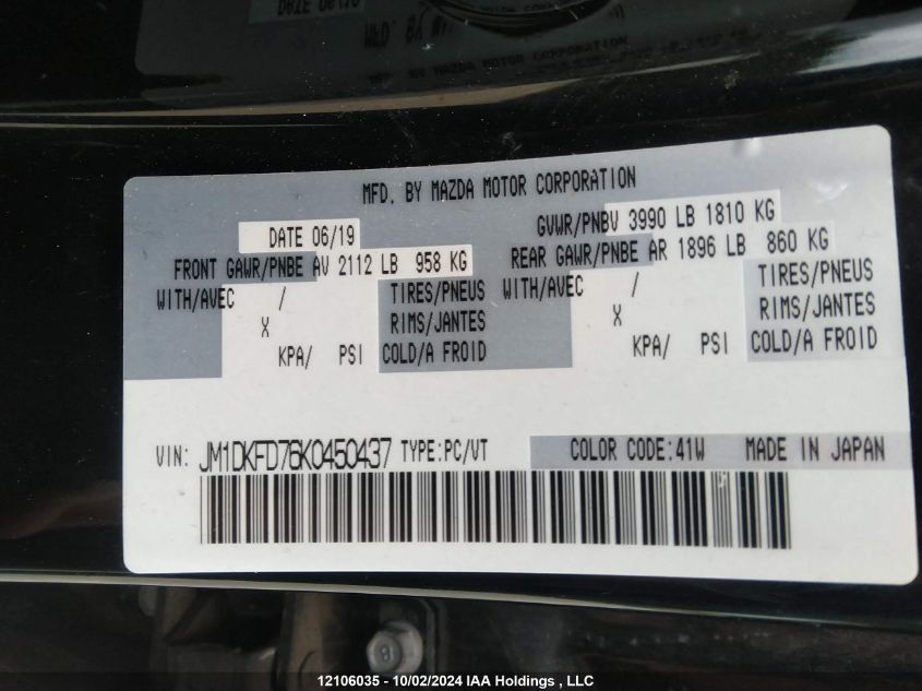 JM1DKFD76K0450437 2019 Mazda Cx-3