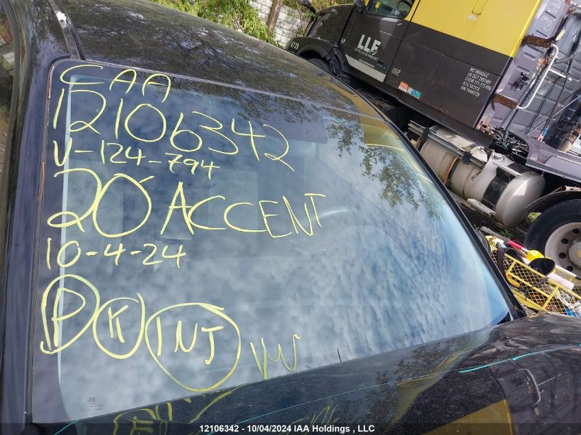 2020 Hyundai Accent Se/Sel VIN: 3KPC25A68LE124794 Lot: 12106342