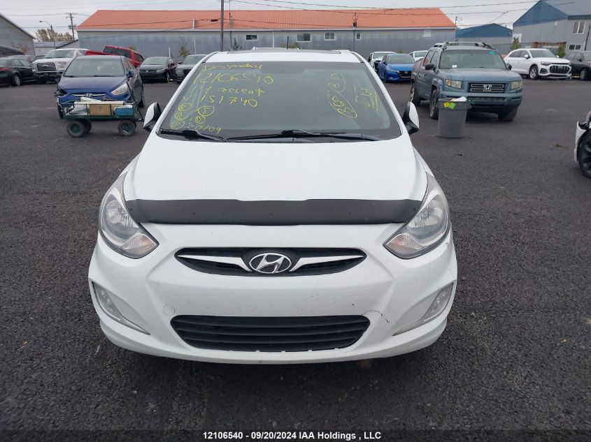 2014 Hyundai Accent Gls/Se VIN: KMHCU5AE8EU151740 Lot: 12106540