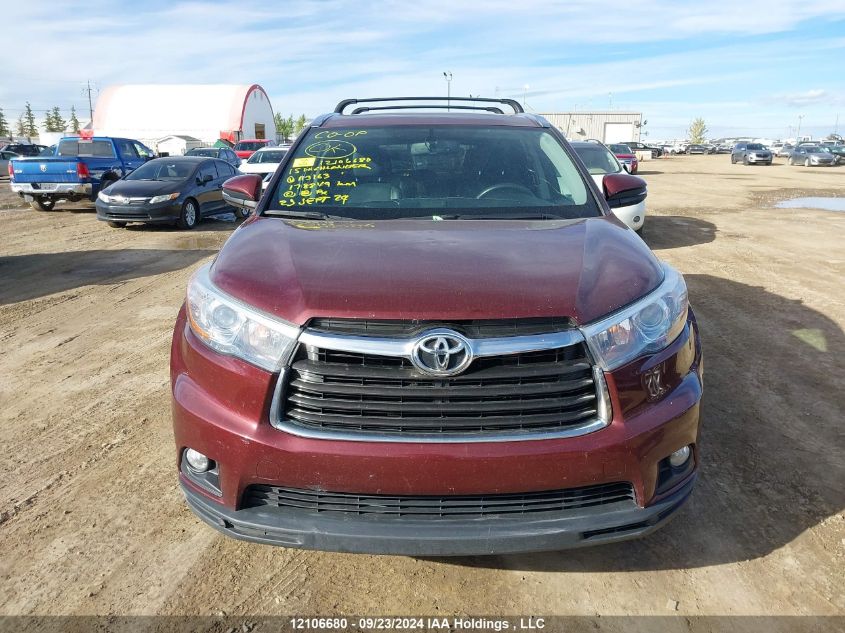 2015 Toyota Highlander Limited/Ltd Platinum VIN: 5TDDKRFH6FS113163 Lot: 12106680