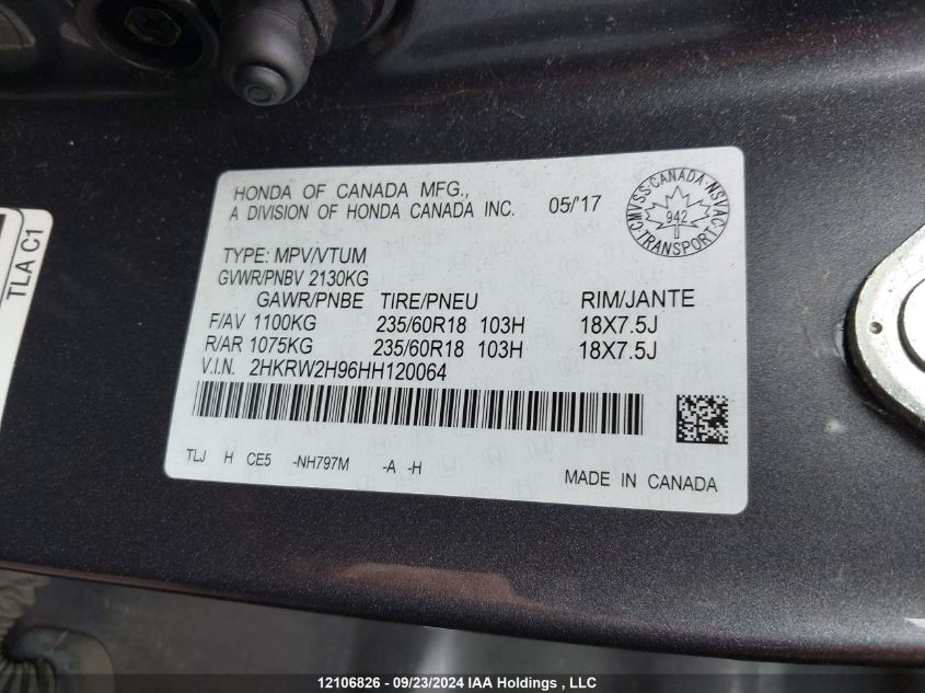 2HKRW2H96HH120064 2017 Honda Cr-V Touring