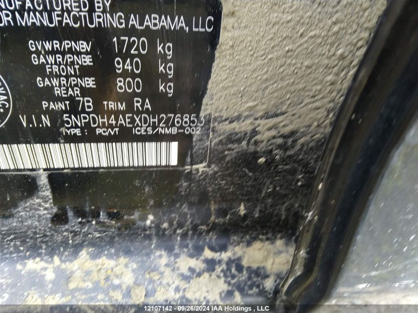 2013 Hyundai Elantra Gl VIN: 5NPDH4AEXDH276853 Lot: 12107142