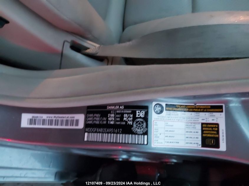 2014 Mercedes-Benz C 300 4Matic VIN: WDDGF8AB2EA951612 Lot: 12107409
