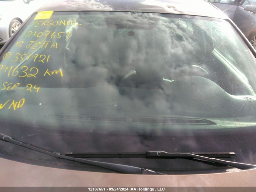 2012 Volkswagen Jetta Se VIN: 3VWDX7AJ5CM351921 Lot: 12107651