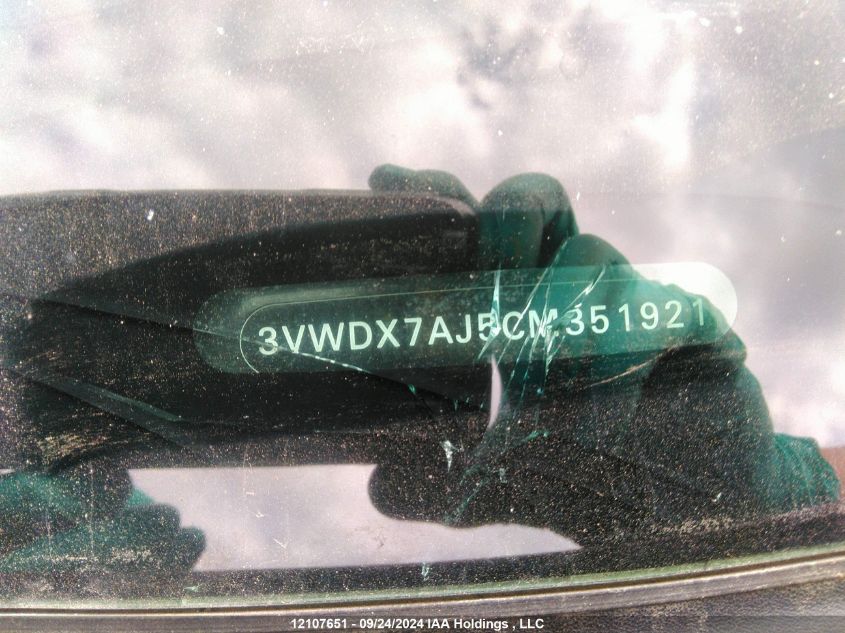 2012 Volkswagen Jetta Se VIN: 3VWDX7AJ5CM351921 Lot: 12107651