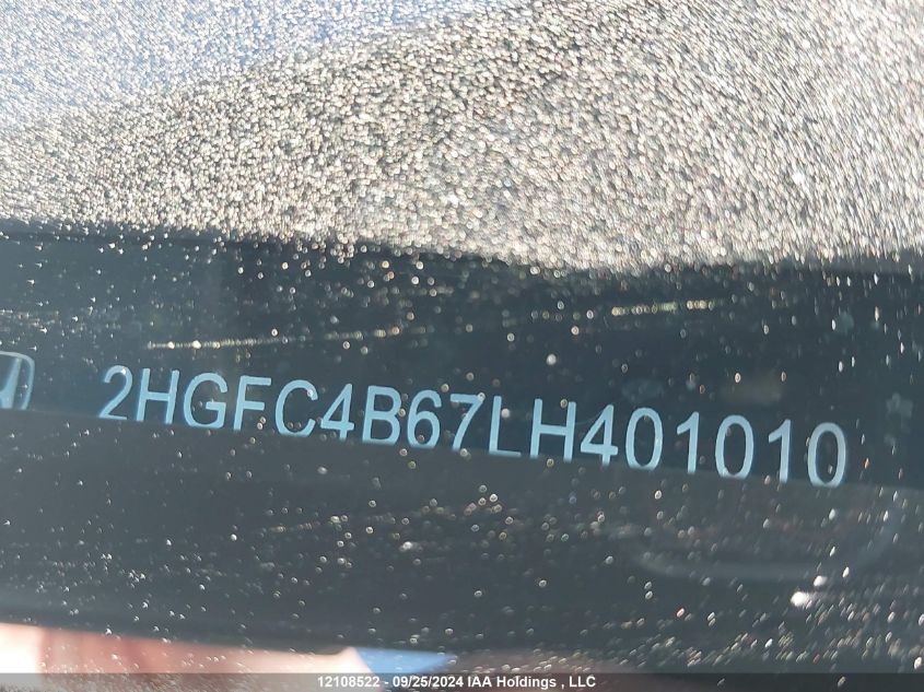 2020 Honda Civic VIN: 2HGFC4B67LH401010 Lot: 12108522