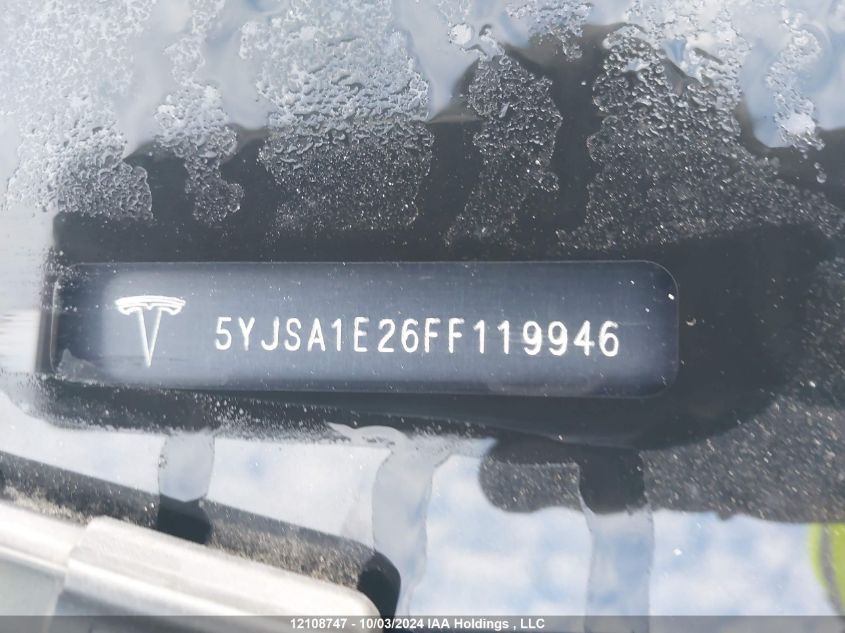 2015 Tesla Model S VIN: 5YJSA1E26FF119946 Lot: 12108747