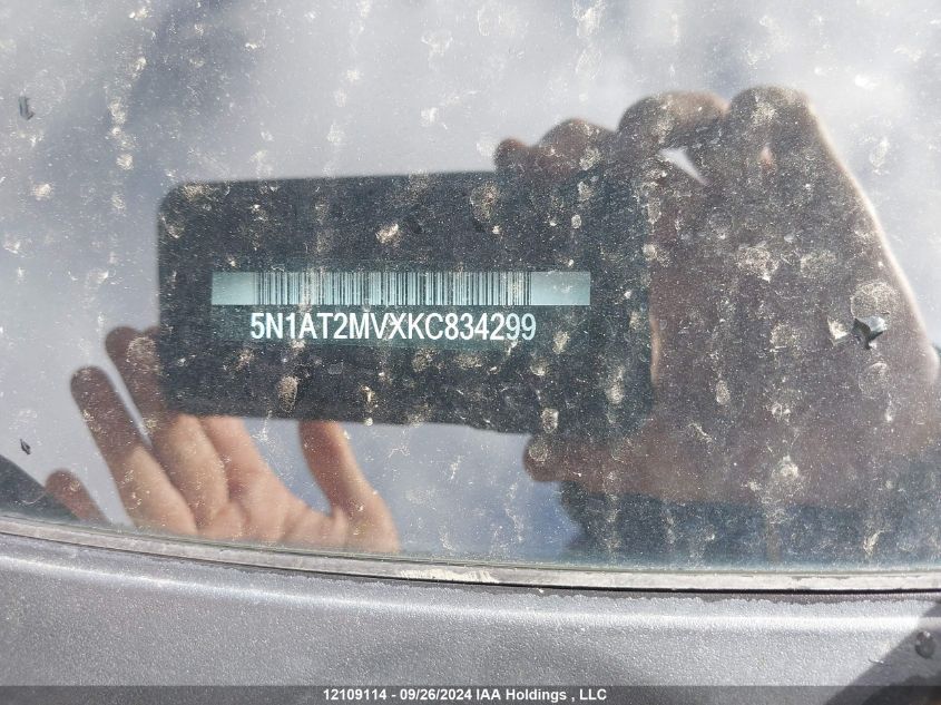 2019 Nissan Rogue VIN: 5N1AT2MVXKC834299 Lot: 12109114